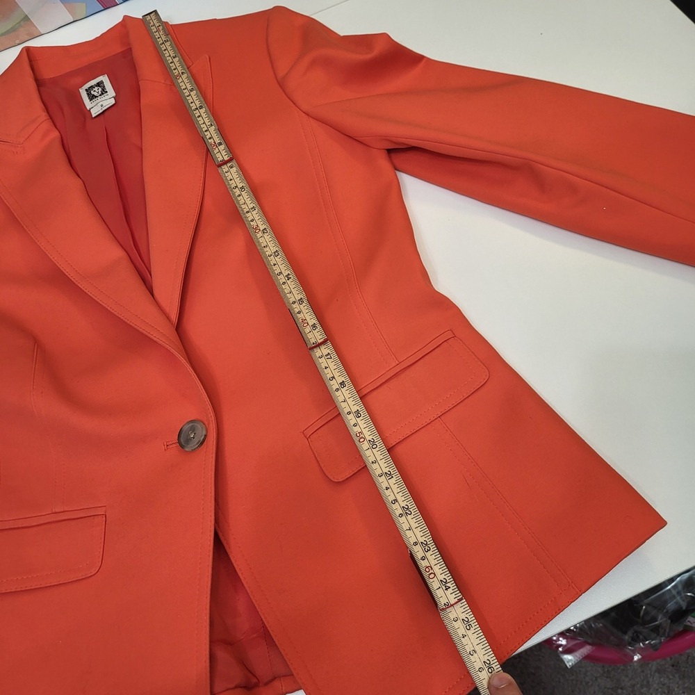 Anne Klein Womens Orange Tailored Blazer Jacket Size 6 Solid Professional - Picture 11 of 13